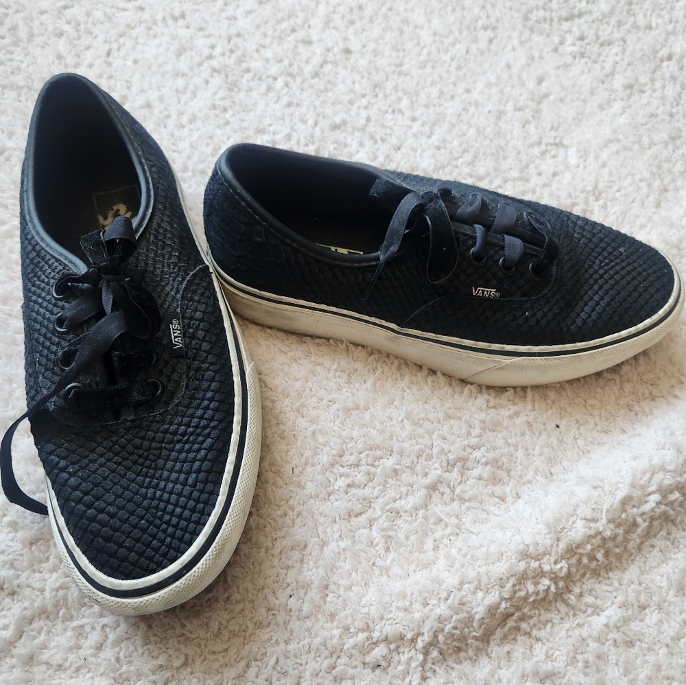 Size 7 Van's black faux leather platforms